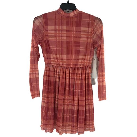 Taylor & Sage Plaid Print Long Sleeves Mesh Lined Dress Size Medium Mock Neck - Picture 1 of 9